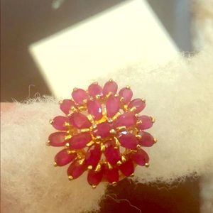 Ruby stones with gold plated setting ring.